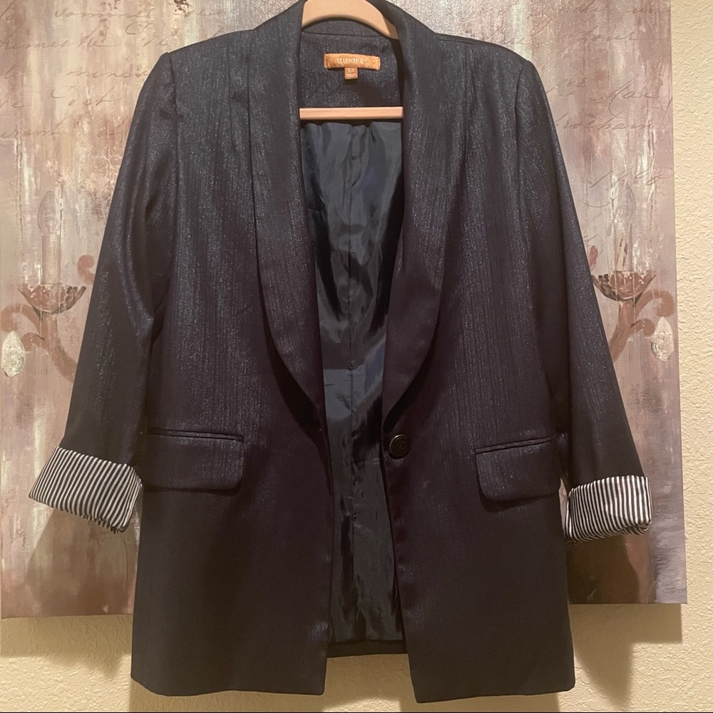 Ellen Tracy blue sparkle blazer. Size XS - Picture 8 of 12